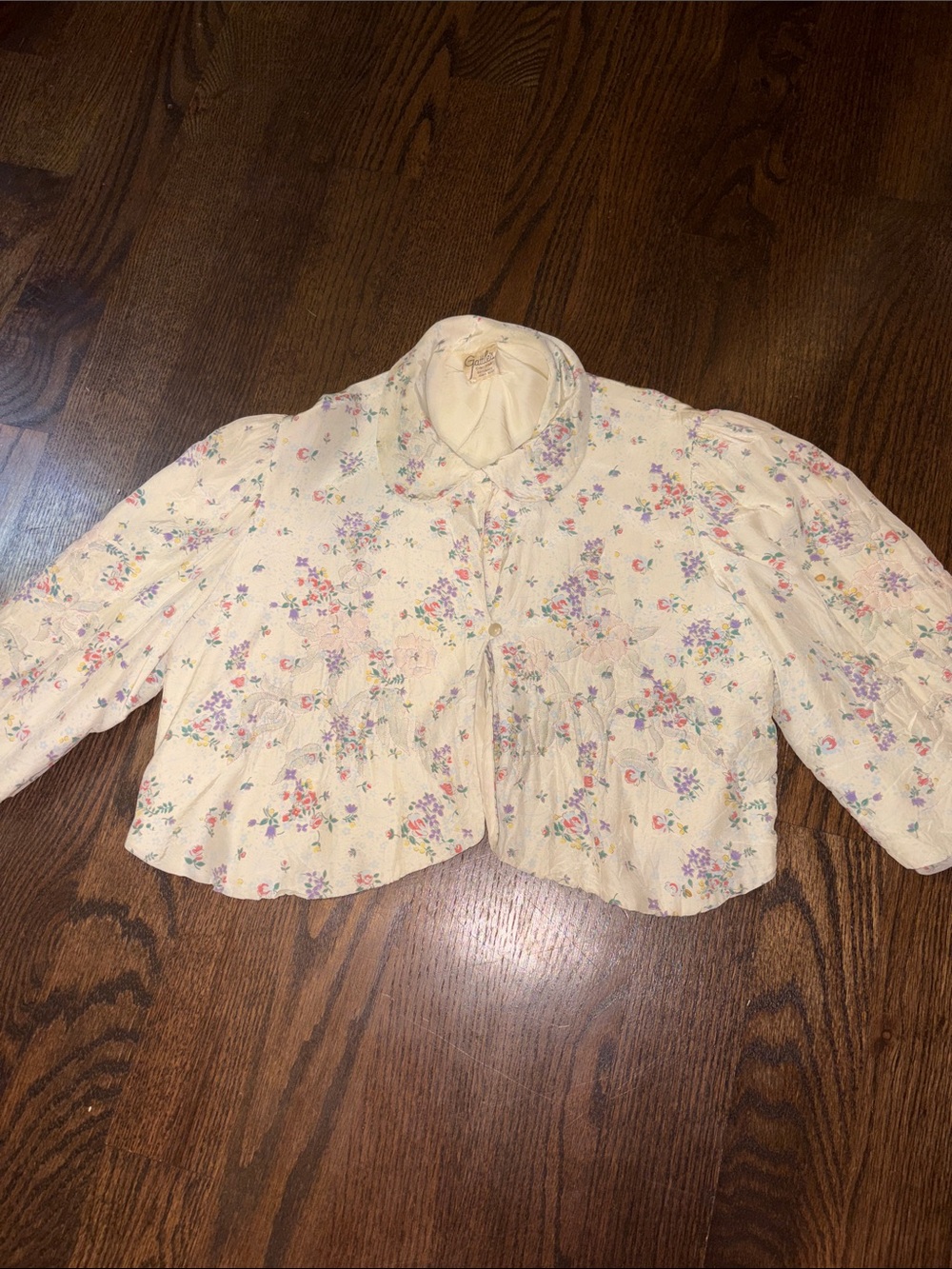 Vintage Floral-Print Quilted Jacket - Cream